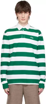 Зелено-белое полосатое поло Forest Drole De Monsieur