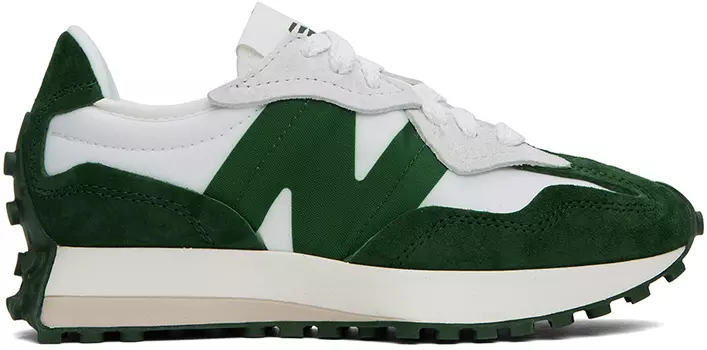 Зелено-белые кроссовки 327 New Balance