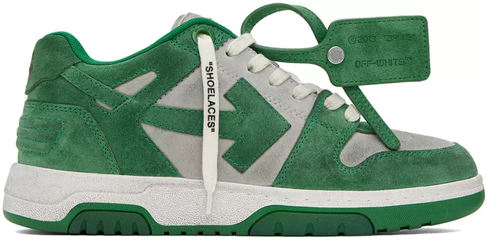 Зелено-белые винтажные кроссовки Out Of Office Белые Off-White