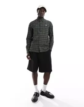 Зелено-черная оксфордская рубашка в шотландскую клетку Fred Perry