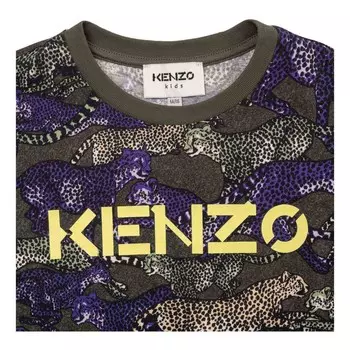 Зелено-фиолетовая футболка с логотипом KENZO, мультиколор
