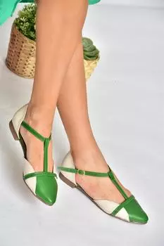 Зелено-коричневые повседневные женские балетки Fox Shoes, зеленый