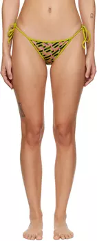 Зелено-розовые двусторонние трусики бикини 'La Greca' Versace Underwear