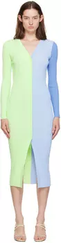 Зелено-синее платье-миди Shoko Staud