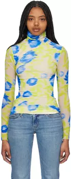 Зелено-синяя водолазка с длинными рукавами GANNI