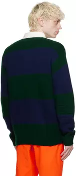 Зелено-темно-синяя рубашка-поло с длинными рукавами для регби Polo Ralph Lauren