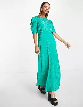 Зеленое атласное платье миди с анималистичным рисунком Nothing's Child Moira