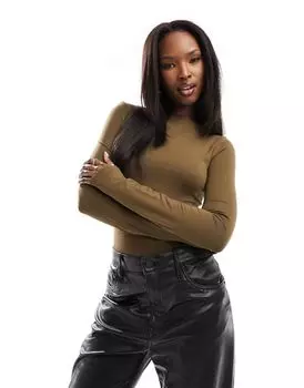 Зеленое боди с длинными рукавами и открытой спиной ASOS DESIGN