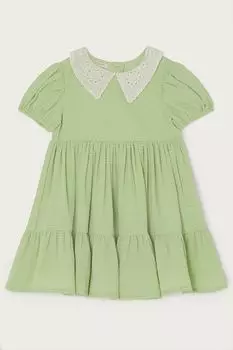 Зеленое детское платье с воротником Monsoon, зеленый