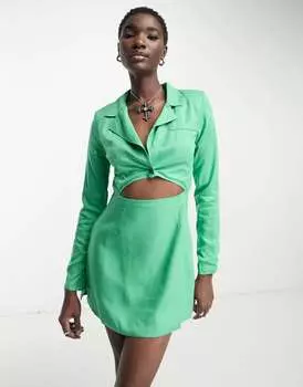 Зеленое мини-платье-блейзер с вырезом Heartbreak