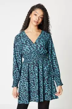 Зеленое мини-платье с присборенной талией Animal Animal Dorothy Perkins, зеленый