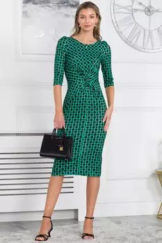 Зеленое облегающее трикотажное платье миди Qyara с декоративной застежкой Jolie Moi, зеленый