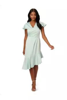 Зеленое платье из креп-сатина с драпировкой Adrianna Papell, зеленый