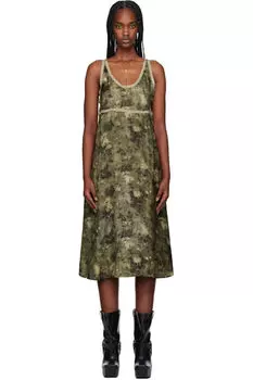Зеленое платье-майка с тесьмой миди R13