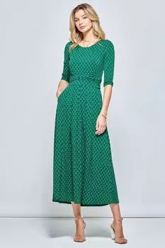 Зеленое платье макси из джерси с круглым вырезом Jolie Moi, зеленый