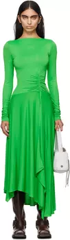 Зеленое платье макси с длинными рукавами Acne Studios