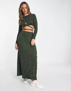Зеленое платье макси с запахом из сверхмягкой ткани ASOS DESIGN ASOS DESIGN