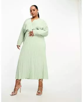 Зеленое платье мидакси с запахом \"летучая мышь\" ASOS DESIGN Curve Curve ASOS Curve