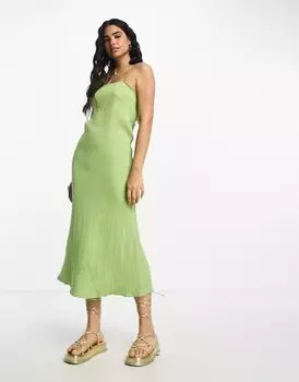 Зеленое платье миди А-силуэта Urban Revivo