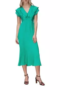 Зеленое платье миди Adeline с рюшами Whistles, зеленый