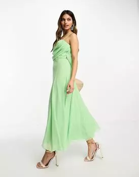 Зеленое платье миди с корсетом и мягким воротником ASOS DESIGN