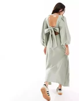 Зеленое платье миди с объемными рукавами и объемными рукавами Nothing's Child Zola Nobody's Child