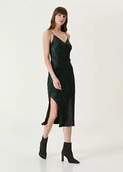 Зеленое платье-миди с узором AllSaints