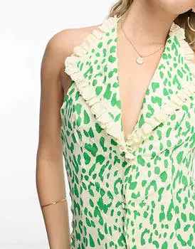 Зеленое платье-рубашка миди без рукавов с воротником ASOS DESIGN