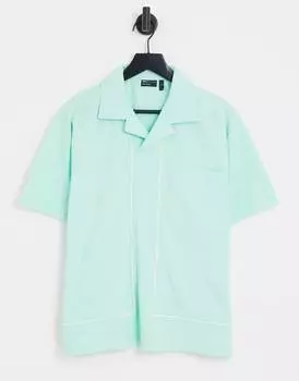 Зеленое поло свободного кроя из пике с белым кантом ASOS DESIGN