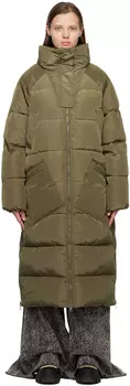 Зеленое технологичное пуховое пальто GANNI