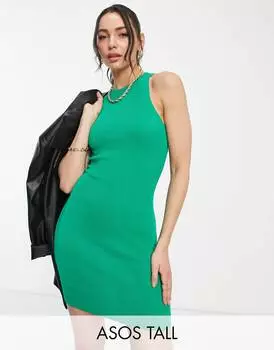 Зеленое трикотажное платье мини-борцовка ASOS DESIGN Tall
