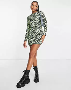 Зеленое трикотажное платье мини с открытой спиной Wednesday's Girl