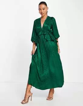 Зеленое жаккардовое платье для торжественных случаев Riveria Topshop