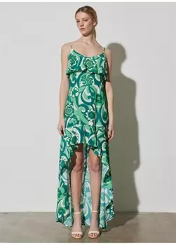 Зеленое женское длинное платье без рукавов с широким воротником Wrangler