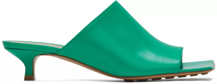 Зеленые эластичные мюли Bottega Veneta