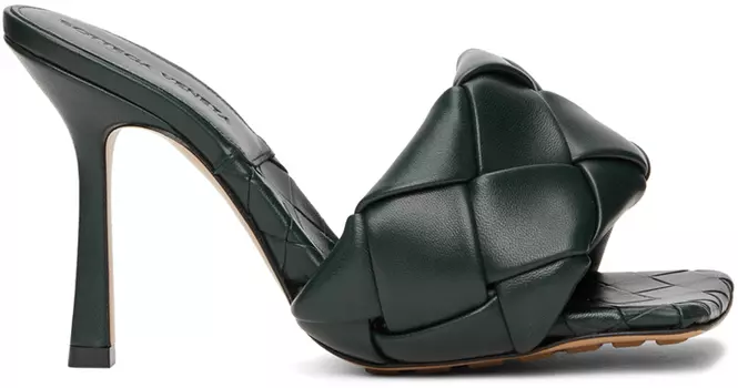 Зеленые босоножки на каблуке Intrecciato Lido Bottega Veneta