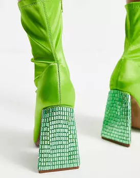 Зеленые ботинки-носки на треугольном каблуке ASOS DESIGN Edison