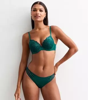 Зеленые бразильские трусы с цветочной вышивкой New Look, темно-зеленый