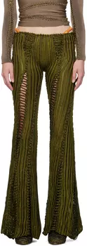Зеленые брюки для отдыха с разрезами и разрывами Isa Boulder