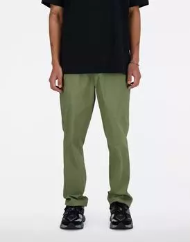 Зеленые брюки прямого кроя из твила New Balance 30"