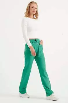 Зеленые брюки с эластичной талией и свободным кроем Herita, зеленый