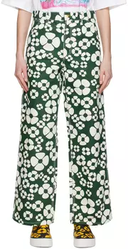 Зеленые брюки с цветочным принтом Carhartt WIP Edition Marni