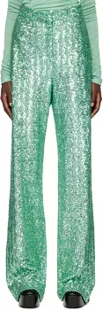 Зеленые брюки с пайетками MSGM