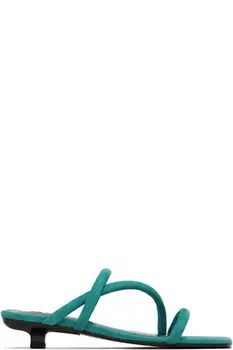 Зеленые детские замшевые босоножки на каблуке Morena Kid BY FAR