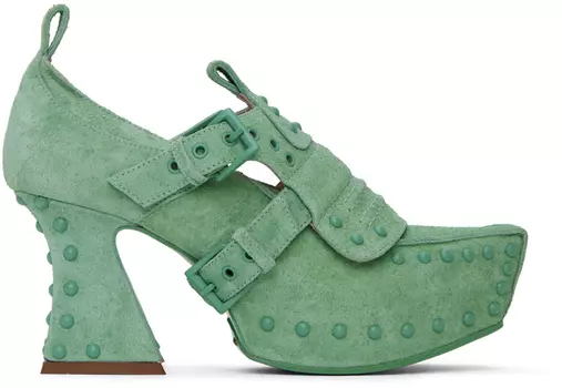 Зеленые драгоценные туфли на каблуках KNWLS