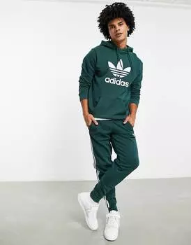 Зеленые джоггеры с тремя полосками adidas Originals adicolor