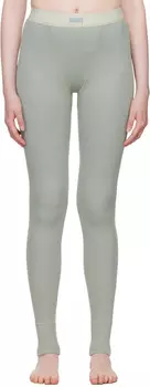 Зеленые хлопковые леггинсы в рубчик SKIMS