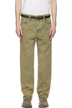 Зеленые хлопковые зауженные джинсы AMI Paris