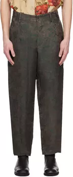 Зеленые и коричневые брюки Патрик UMA WANG