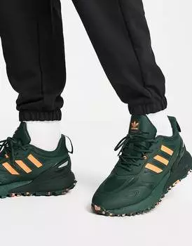 Зеленые и оранжевые кроссовки adidas Originals 1K Boost